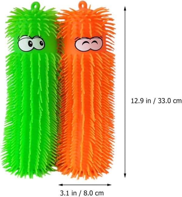 4 stk. Puffer Worms Lysende Caterpillar Leker Lys Opp Puffer Baller Luftfylt Sensorisk Leker