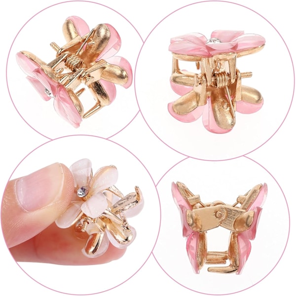 16 stk. Blomster Hårklemmer, Krystal Rhinestone Petal Hårklemme Små Hårklemmer Mini Hårklemmer Mode Hårtilbehør