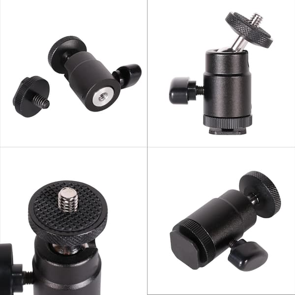 Mini kulehode blitsskoadapter med 1/4 tommers adapter skrue for DSLR-kamera, skjerm, videokamera, blits, stativ, lysstativ (4-pakning)
