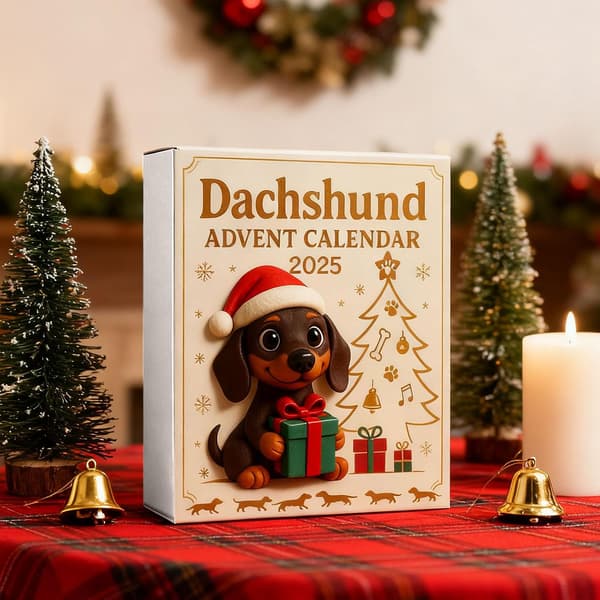 2026 Jul Dachshund Adventskalender, 24 Dager Hund Samleobjekt Overraskelser, 2D