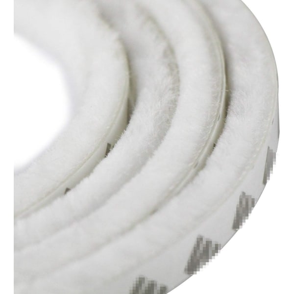 10m vindafvisende støvtæt selvklæbende børstestrimmel til at flytte vinduer og døre, Bredde 9 mm x Højde 23 mm (for 9-20 mm), Hvid