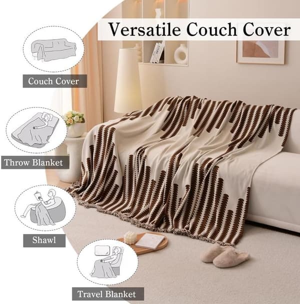 Sofföverdrag Mjukt Slitstarkt Vändbart Chenille Sofföverdrag Sofföverdrag Modernt Rutigt Universellt Möbelöverdrag för 2-sits Soffa, Kaffe, 180*380cm 180*380cm Coffee