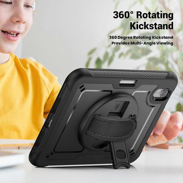 Fodral med Ställ för iPad mini (2024)/(2021) PC+TPE Tablettskydd med Handrem och Axelrem
