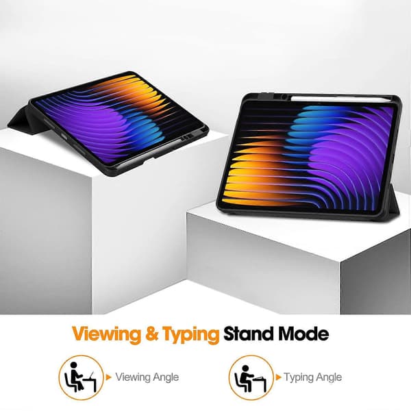 För Xiaomi Pad 7 Pro/Pad 7 Ställfodral Stötdämpande Läder Tabletskydd med Pennhållare - Svart