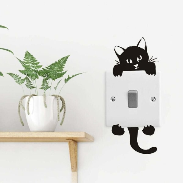 Söta katt och hund strömbrytare väggdekaler vattentäta ljus strömbrytare klistermärken switch klistermärken barnrum väggdekaler (6st)