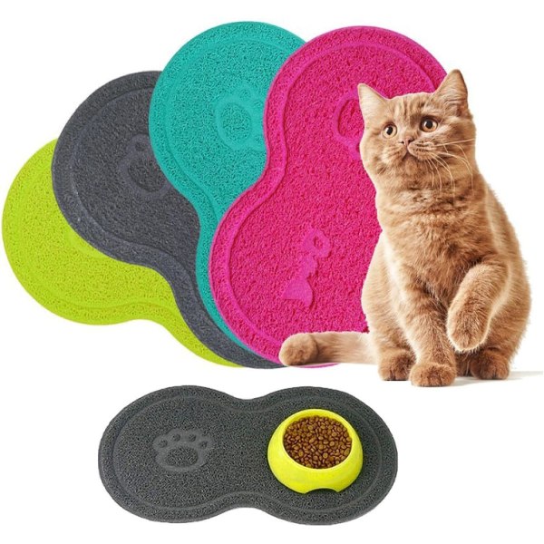 Fôringsmatte for kjæledyr, vannskål for hund og katt, vanntett, sklisikker matte for kattesand