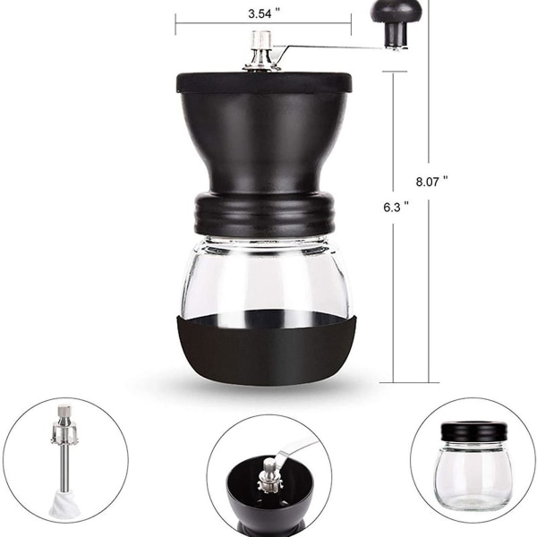 Justerbar keramisk kvarn för grovhet - Kaffebönkvarn - Bärbar kaffekvarn - Kompakt hemdesign