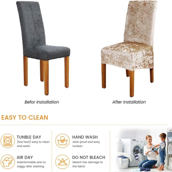 Sammetsöverdrag för matstolar, stretchiga och skyddande, hemdekoration (TAUPE)