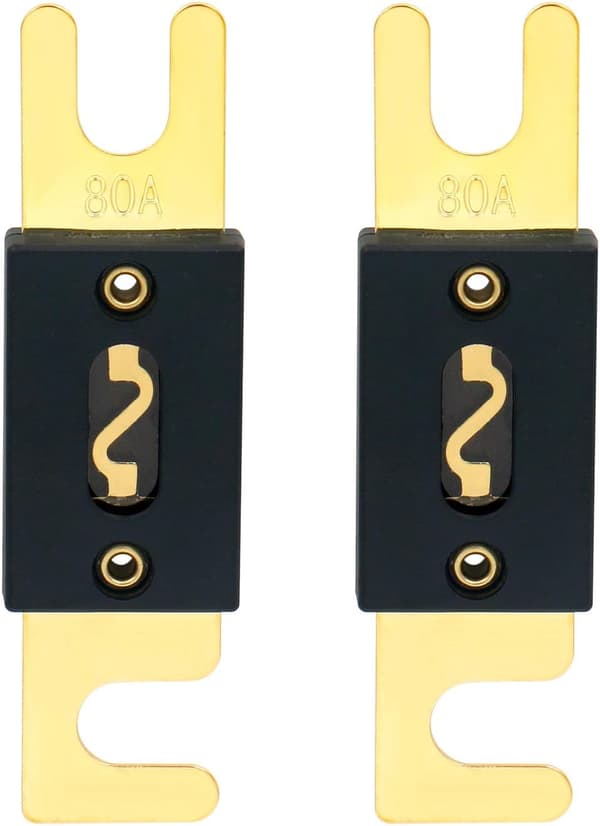 2-pack ANL-säkringar - 80 A - för biljudsystem - svart och guld