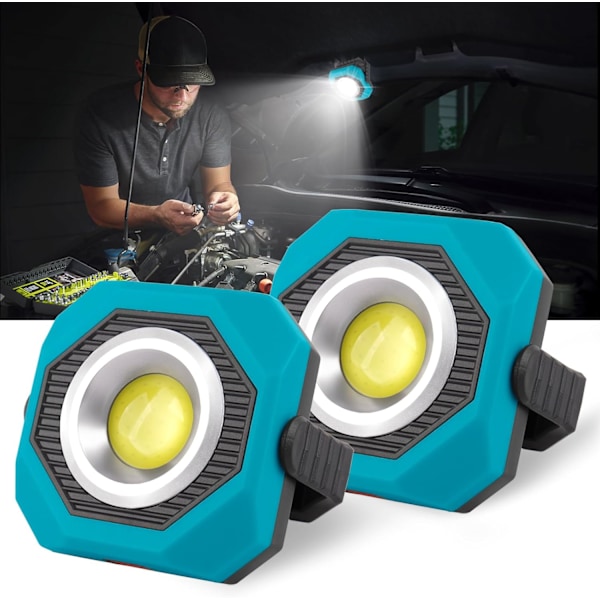 Solcellsladdad LED-belysning med 3 lägen, bärbar arbetslampa med USB, 360° fäste, magnetisk bas, blå