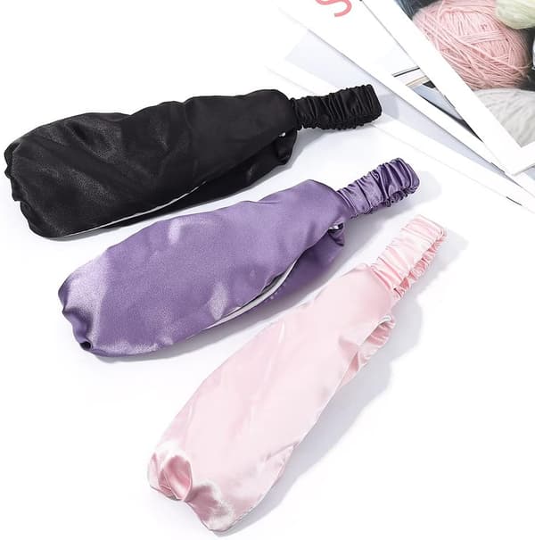Bredt pannebånd i silke, kryssvask, ansiktsvask, hårbånd, rosa, yoga-hodeplagg, elastiske hårtilbehør