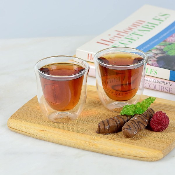 4-pak 80 ml espressokopper, termoisolerte espressokopper med dobbel vegg, glasskaffekopper