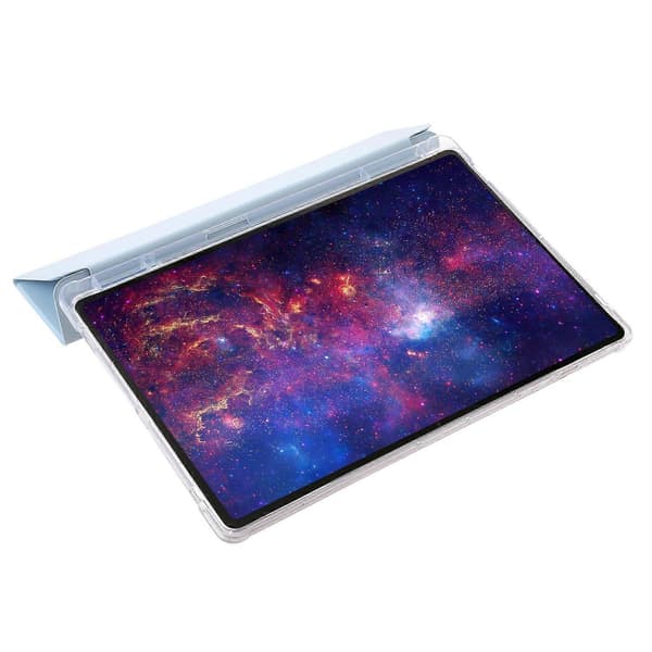 Fodral för Samsung Galaxy Tab S10+ Tri-Fold Ställ Läder+TPU+Akryl Klar Baksida Tablet Skydd