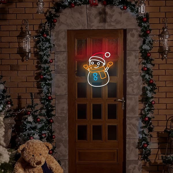 Jul Snögubbe Neonskylt Jul Neonskyltar för Väggdekor, LED-skylt USB-driven, Jul Nattlampa