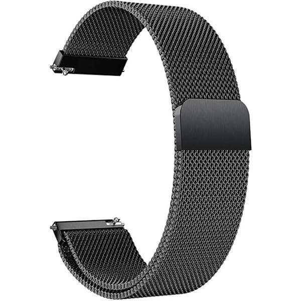 Snabbfäste Justerbara Rostfria Stål Ersättningsarmband för Kvinnor Män 18mm 20mm 22mm Black 22mm