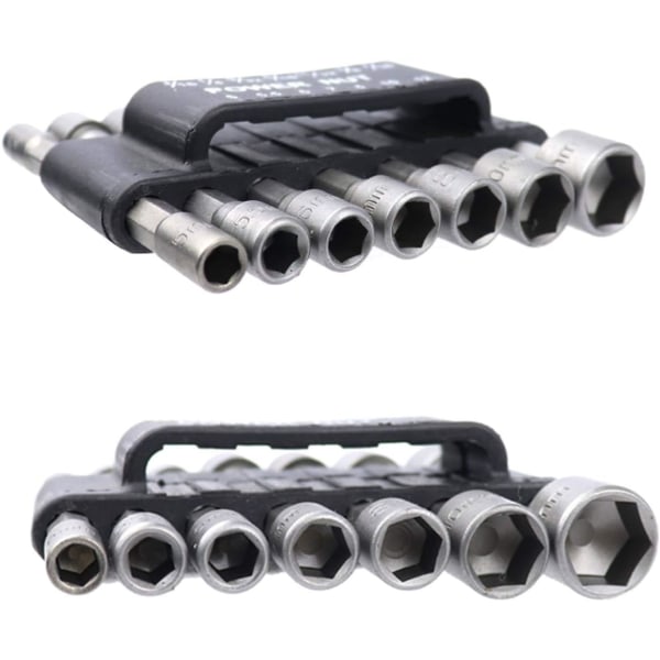14-delad elektrisk mutterdragare, borrbitsset, metrisk hylsnyckelskruv 1/4-drivset, snabbchuckadapter