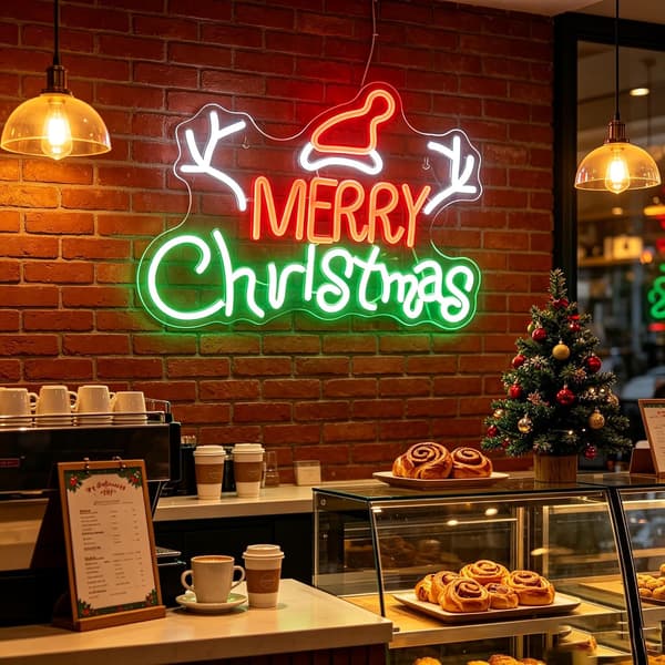 Specialdesignet Moderne Minimalistisk Glædelig Jul Neonskilt - Elegant LED Julevægkunst, Moderne Julepynt til Kontor, Stue