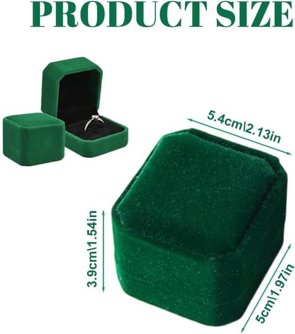Sammet Ring Box Förlovningsring Boxar för Smycken Vigselring Box Bröllopsdag Presenter Örhänge Presentförpackningar (Grön) Green