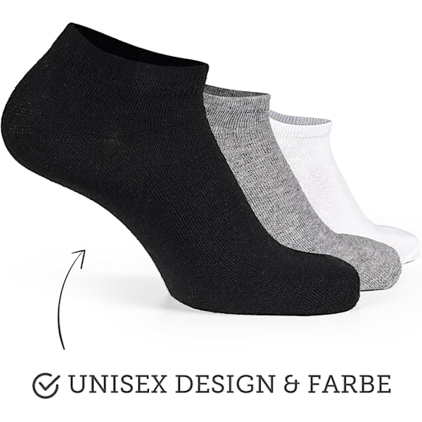12 par bomullssneakersockar, unisex White