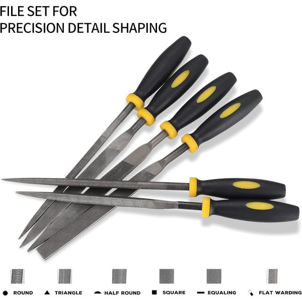 6-delad filuppsättning, filar och raspar, nålfilar, diamantraspfilar reparation