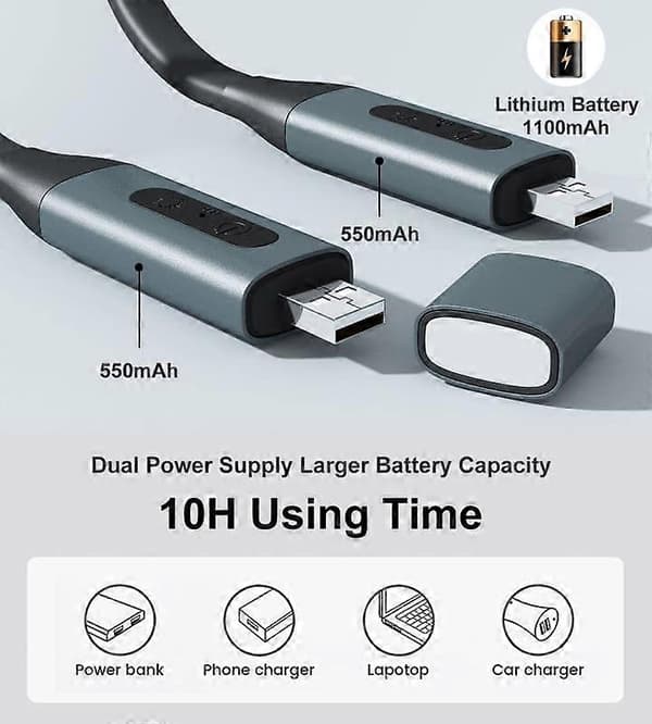 LED Læselampe, USB Genopladelig, 3 Lysstyrker, 360 Fleksibel Boglampe (Grå)