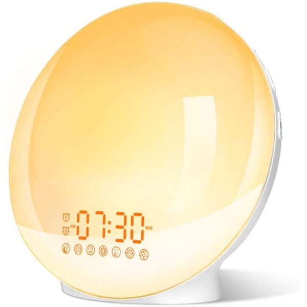 Wake-up Light LED-radio Lyst morgenvækkeur, sengelampe, snooze-funktion