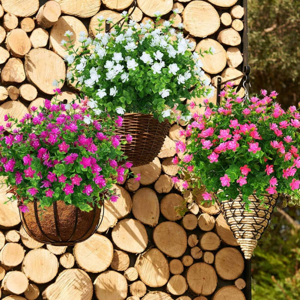 Konstgjorda blommor falska utomhus UV-beständiga buxbomväxter buskar 4-pack för inomhus utomhus hängande växt