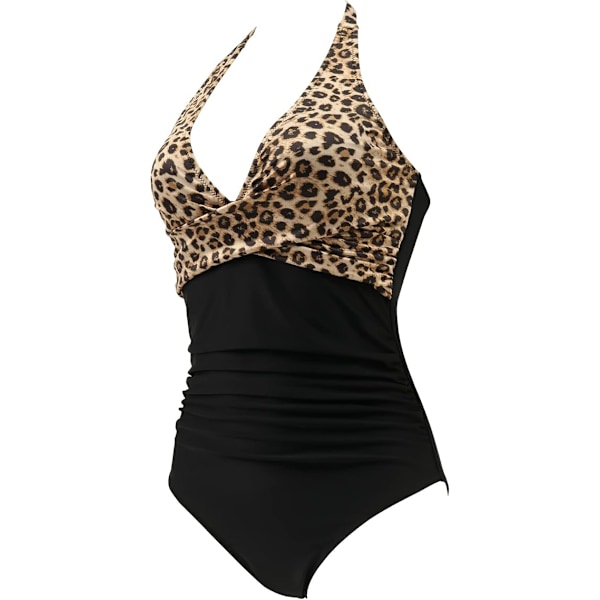 Dame Kryss Push Up Magekontroll Hel Halter Høy Midje Badedrakt Badedrakter--Størrelse XL XL