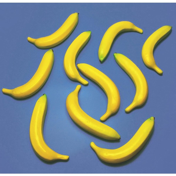 Konstgjorda gula bananer, naturtrogen simulering, falsk frukt, heminredning, kök, dekoration, 5-pack