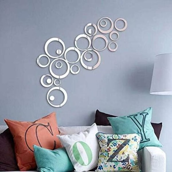 Väggdekaler, avtagbara runda väggdekaler väggdekaler akrylspegel scen för hem vardagsrum sovrumsdekoration (24 st)