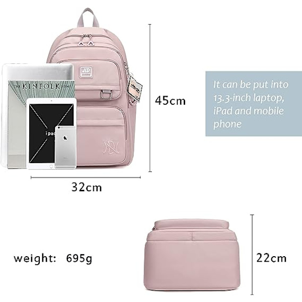 Ryggsäck för kvinnor och män, vattentät, skolväska, grundskola, mellanstadium, universitet, casual daypack, ryggsäck, stor, multifickor, 30L