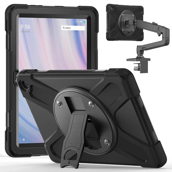Kotelo Amazon Fire HD 10 (2023) -tablettiin, jalustalla, PC+silikoni