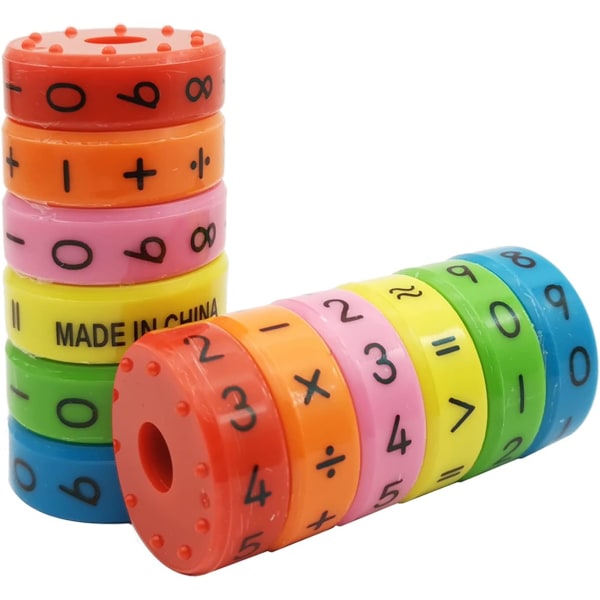 2 stk magnetiske matematikkleker telle abacus tallsymboler læringsverktøy byggeklossespill for barn, farge tilfeldig