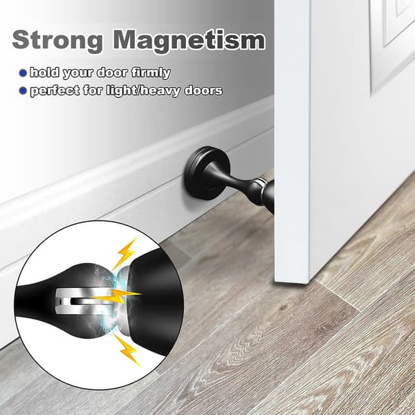 Borstad satin nickel, 2-pack väggmonterad golvstativ svart magnetisk dörrstopp