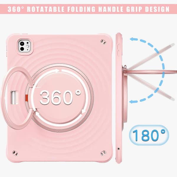 Fodral för iPad Pro 13 (2024) med axelrem, stativ, PC+Silikon+TPU Tablet Cover - Rosa