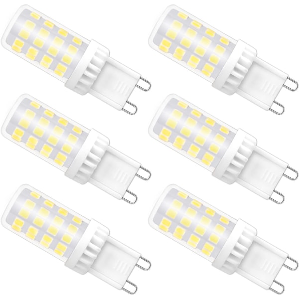 G9 LED-lampa dimbar, 4W Motsvarar 40W halogenljus, kallvit 6000K, 480LM, G9 LED-lampa 220V, 360° vidstrålningsvinkel, 51 * 2835 SMD, 6 st.