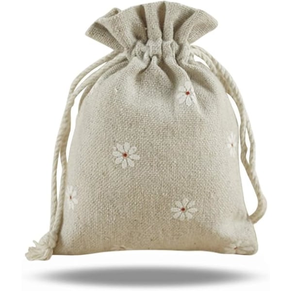 20 kpl:n sarja hamppupellavapusseja, juuttipusseja, joissa kiristysnauha 13*18 cm