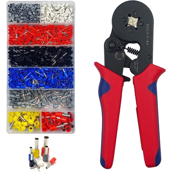 Crimping pliers, ferrule pliers with 1200 ferrules, 8 types of high quality insulated wire ferrules 0.5 -10mm²