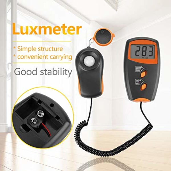Høj nøjagtighed miljømæssig illuminometer, 0-100.000 digital luminometer LCD-display lysmåler test, uden batteri inkluderet LX1010BS