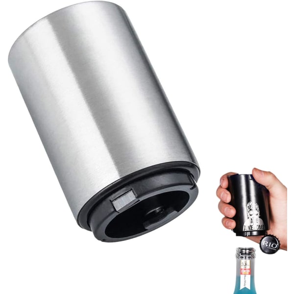 Magnetisk automatisk flasköppnare, Ölpresent för män, Push Down-öppnare i rostfritt stål Vinöl Soda