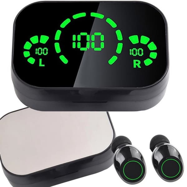 Trådløse hodetelefoner - In-ear med LED-ladeetui og mikrofon