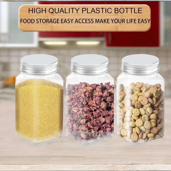 12 ounce klara plastburkar Förvaringsbehållare med lock för kök och hushållsförvaring Lufttät behållare 6 st
