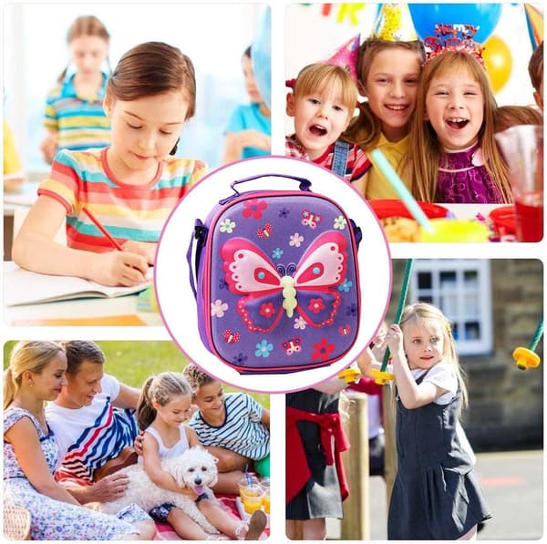 Lunsjposer for barn, 3D isolert gjenbrukbar LunchTote kjøler lunsjboks for jenter gutter lunsjmatpose