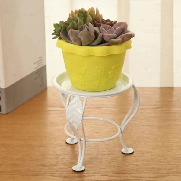 Tripod Blomkruka Stativ Mini Järnblomställning Stående Mini Blomkruka Hållare Växtkruka Hållare för Bord Skrivbords Dekoration