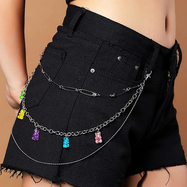 Byxor Kedja, Byxor Kedja Plånbok Kedja Fickkedja Bälteskedja Höft Hiphop Punk Jeans Kedja med Björnhängen Nyckelkedja Goth Tillbehör