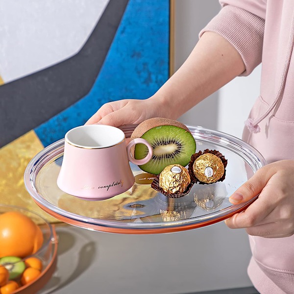 Divided Serving Tray with Lid & Handle Storage Container - 5 Plastic Compartment Platters