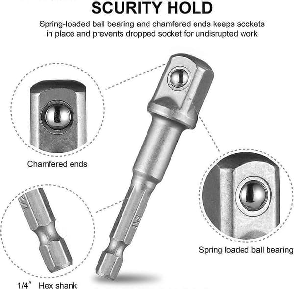 8 stk. adapter til toppe 1/4\" sekskant til 1/4\" 3/8\" 1/2\" adapter til toppe