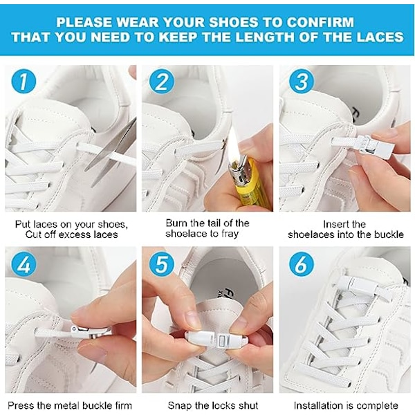 2 par metalspænder snørebånd, snøreløse elastiske snørebånd til sneakers, justerbare snørebånd til børne-/voksensneakers