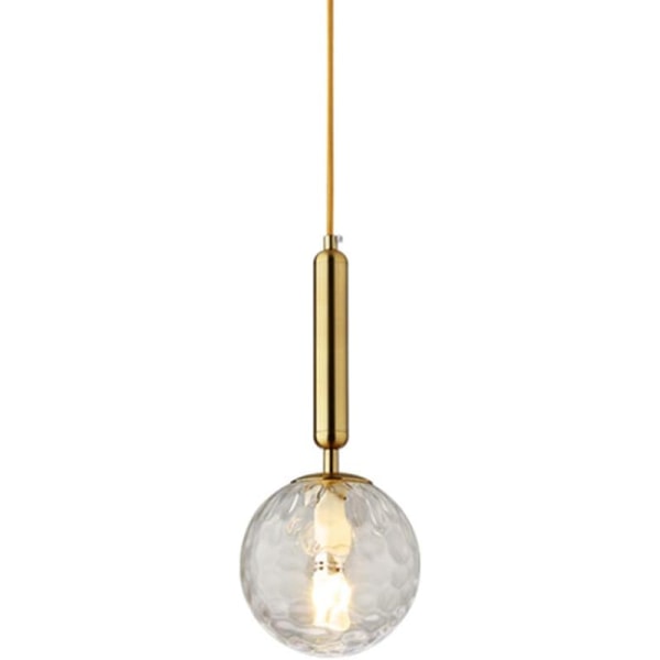 Nordisk moderne minimalistisk lysekrone glasskule taklampe enkelt hode hengende loft lysekrone soverom (transparent vannbølge)
