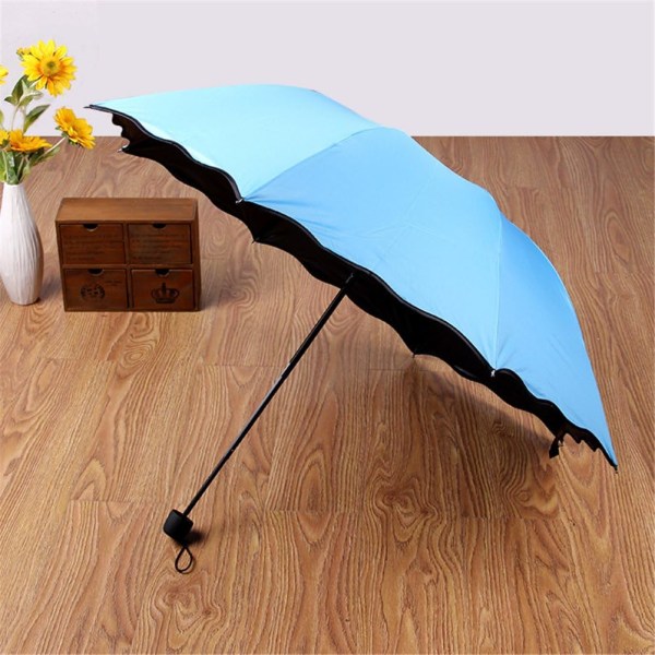 Dame Parasol Paraply UV-beskyttelse for kvinner Parasol Lett Anit-UV Paraplyer for sommer solbeskyttelse Sky Blue